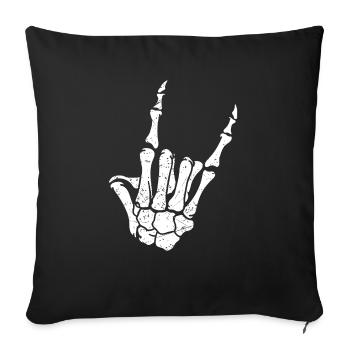 Conception Rock On Horns Skeleton, Rock On, Heavy - Housse de coussin décorative 45 x 45 cm - noir - Devant
