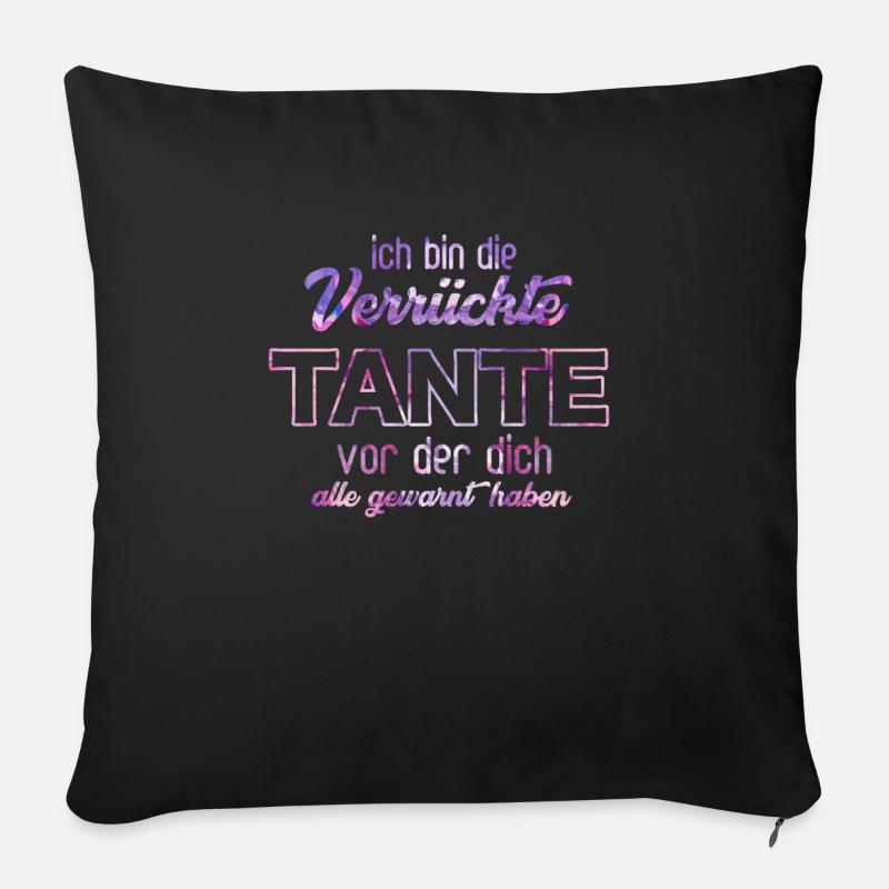 Je suis la tante folle - Housse de coussin décorative 45 x 45 cm - noir