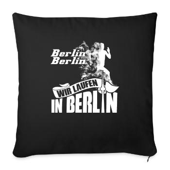Berlin Marathon läufer laufen sprinter shirt motiv - Sofakissenbezug 45 x 45 cm - Schwarz - Vorne