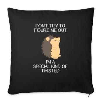 Hérisson - Arbnora - Eventail Hérisson - Drôle - Housse de coussin décorative 45 x 45 cm - noir - Devant
