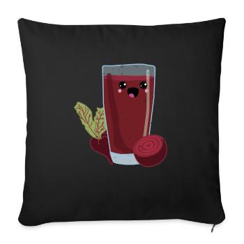 Beetroot juice with kawaii illustration - Sofa pillowcase 17,3'' x 17,3'' (45 x 45 cm) - black - Front