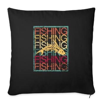 Vintage fishing - Sofa pillowcase 17,3'' x 17,3'' (45 x 45 cm) - black - Front
