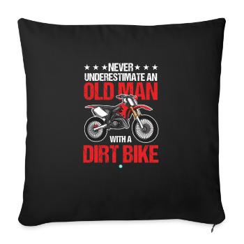 DIRT BIKE: Old Man With A Dirt Bike - Sofa pillowcase 17,3'' x 17,3'' (45 x 45 cm) - black - Front