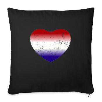 Hollande Pays-Bas Drapeau Herz - Housse de coussin décorative 45 x 45 cm - noir - Devant