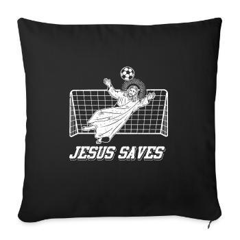 Jesus Christ Saves Soccer Goalkeeper soccer - Sofa pillowcase 17,3'' x 17,3'' (45 x 45 cm) - black - Front