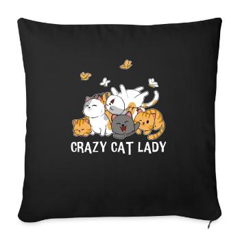 Crazy Cats Lady Woman Crazy Cat - Housse de coussin décorative 45 x 45 cm - noir - Devant