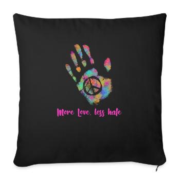 Mehr Liebe Weniger Hass Hippie - Sofakissenbezug 45 x 45 cm - Schwarz - Vorne