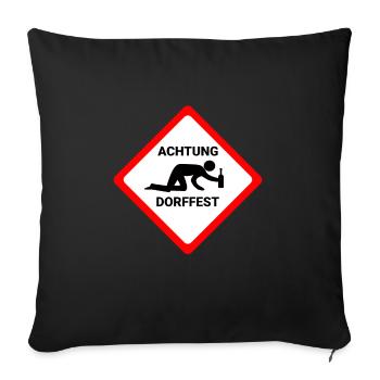 Attention fête du village attention drôle warnschild fête - Housse de coussin décorative 45 x 45 cm - noir - Devant