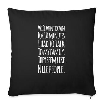 Wi-Fi millénaire drôle en bas devait parler à la famille - Housse de coussin décorative 45 x 45 cm - noir - Devant