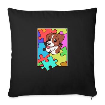 Beagle Puzzle Puzzles Colorful Dog - Sofa pillowcase 17,3'' x 17,3'' (45 x 45 cm) - black - Front