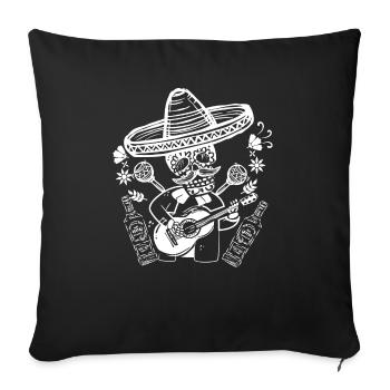 Conception de cadeau squelette amusant de la fête des morts Mariachi - Housse de coussin décorative 45 x 45 cm - noir - Devant
