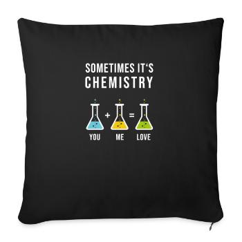 Cadeau d'amour organique réaction de laboratoire de chimie - Housse de coussin décorative 45 x 45 cm - noir - Devant