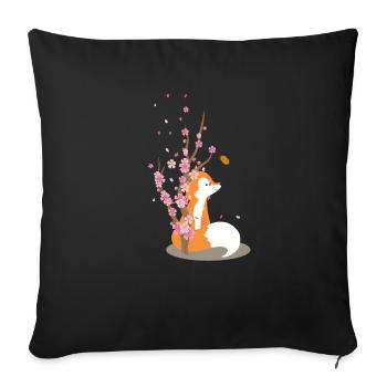Sweet cherry blossom fox motif - Sofa pillowcase 17,3'' x 17,3'' (45 x 45 cm) - black - Front