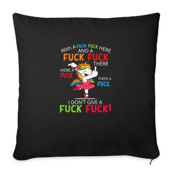 Licorne dansante avec dessin du majeur - Housse de coussin décorative 45 x 45 cm - noir - Devant