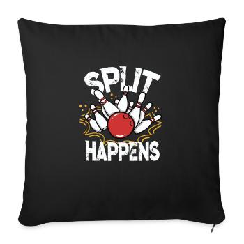 Strike Bowling Kegeln Shirt - Sofakissenbezug 45 x 45 cm - Schwarz - Vorne