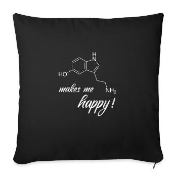 Serotonin makes me happy - Sofa pillowcase 17,3'' x 17,3'' (45 x 45 cm) - black - Front