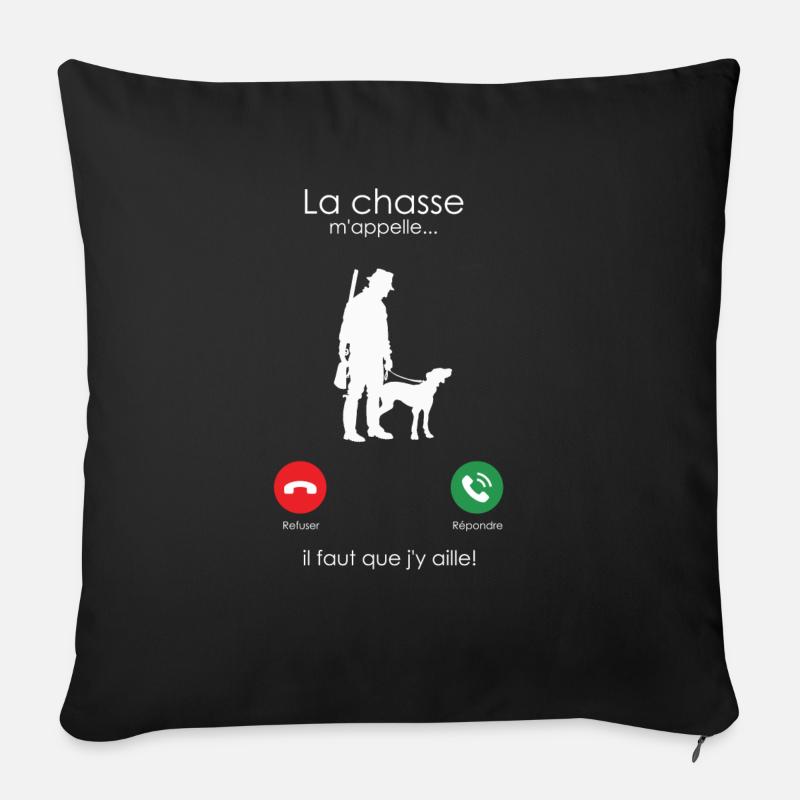 la chasse m'appelle - Housse de coussin décorative 45 x 45 cm - noir