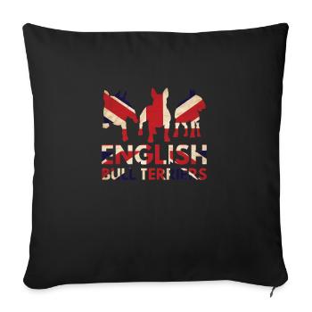 English Bull Terriers Union Jack - Sofa pillowcase 17,3'' x 17,3'' (45 x 45 cm) - black - Front
