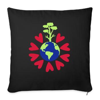Aimez notre planète Terre - Housse de coussin décorative 45 x 45 cm - noir - Devant