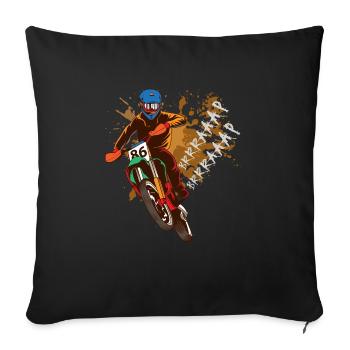 Motocross Dirt Bike Racing Motard Moto Brrraaap - Housse de coussin décorative 45 x 45 cm - noir - Devant