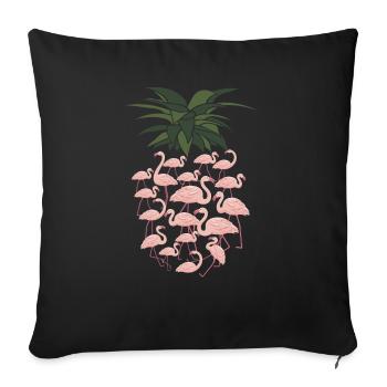 Very Cute Flamingo and Pineapple Design Gift Idea - Sofa pillowcase 17,3'' x 17,3'' (45 x 45 cm) - black - Front