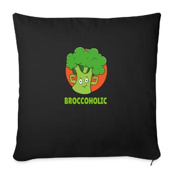 Broccoli Broccoholic Keto Fitness Vegetarian - Sofa pillowcase 17,3'' x 17,3'' (45 x 45 cm) - black - Front