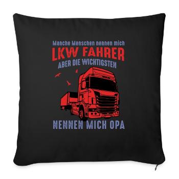 Opa LKW Fahrer - Sofakissenbezug 45 x 45 cm - Schwarz - Vorne