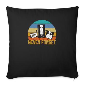Never Forget Rétro cassette VHS disquette cadeau - Housse de coussin décorative 45 x 45 cm - noir - Devant