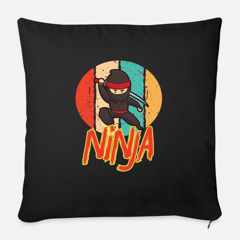 Cooles Vintages Ninja Retro Entwurfs-Ninja Liebhabergeschenk - Sofakissenbezug 45 x 45 cm - Schwarz