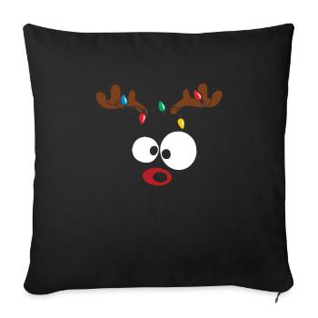 Funny reindeer Christmas red nose lights - Sofa pillowcase 17,3'' x 17,3'' (45 x 45 cm) - black - Front