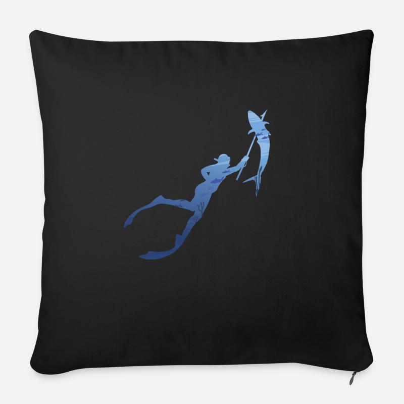 Chasse sous marine Plongée Plongée sous marine Plongée Pêche - Housse de coussin décorative 45 x 45 cm - noir