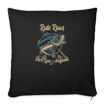 Angler T-shirts pike and carp fishing fish - Sofa pillowcase 17,3'' x 17,3'' (45 x 45 cm) - black - Front