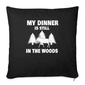 Cadeau d'orignal chasseur chasseur - Housse de coussin décorative 45 x 45 cm - noir - Devant
