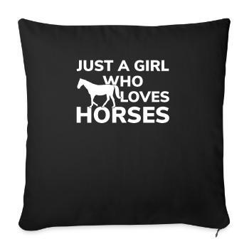 Juste une fille qui aime les chevaux - Housse de coussin décorative 45 x 45 cm - noir - Devant