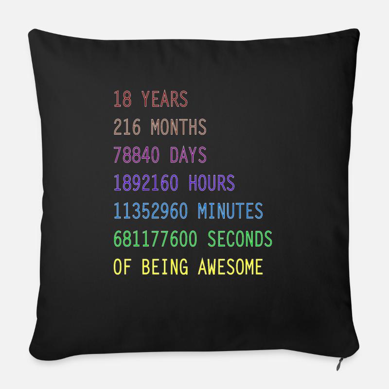 18 years birthday gift tshirt - Sofa pillowcase 17,3'' x 17,3'' (45 x 45 cm) - black