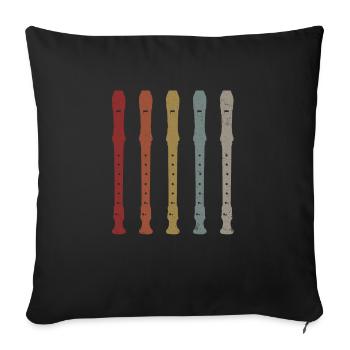 Flûte à bec - Housse de coussin décorative 45 x 45 cm - noir - Devant
