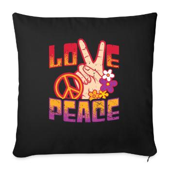 Love Peace Hippie Movement Peace - Sofa pillowcase 17,3'' x 17,3'' (45 x 45 cm) - black - Front