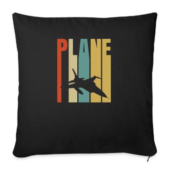plane - Sofa pillowcase 17,3'' x 17,3'' (45 x 45 cm) - black - Front