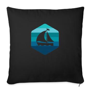 Bateau vintage rétro voile disant capitaine marin - Housse de coussin décorative 45 x 45 cm - noir - Devant