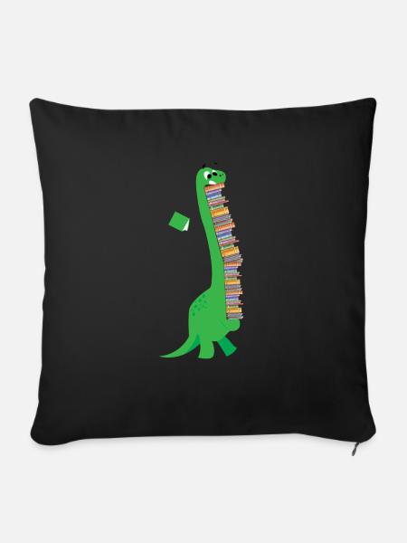 Dinosaurier traegt Buecher - Sofakissenbezug 45 x 45 cm - Schwarz