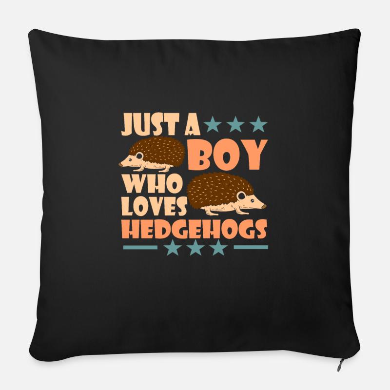 hérisson - Housse de coussin décorative 45 x 45 cm - noir