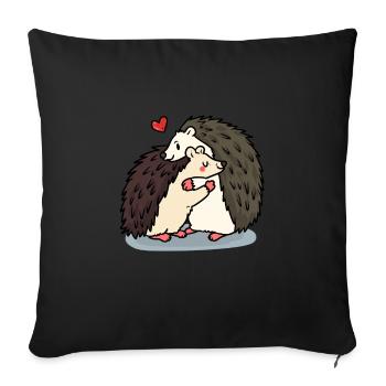 Câlin d'amour de hérisson - Housse de coussin décorative 45 x 45 cm - noir - Devant