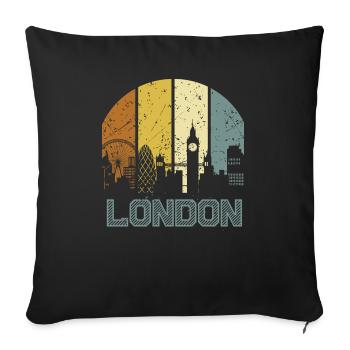 70s Retro Style Fun London City Geschenkidee Grafik - Sofakissenbezug 45 x 45 cm - Schwarz - Vorne