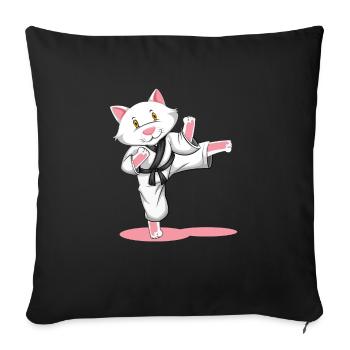 Sport de chat de karaté - Housse de coussin décorative 45 x 45 cm - noir - Devant