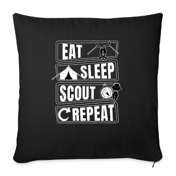 Eat Sleep scout repeat Scout Scout Scouting - Sofa pillowcase 17,3'' x 17,3'' (45 x 45 cm) - black - Front