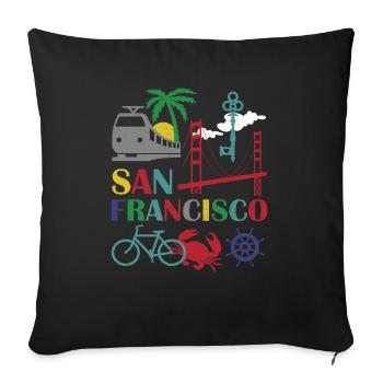 Célèbre San Francisco Outline Gift Design Golden - Housse de coussin décorative 45 x 45 cm - noir - Devant