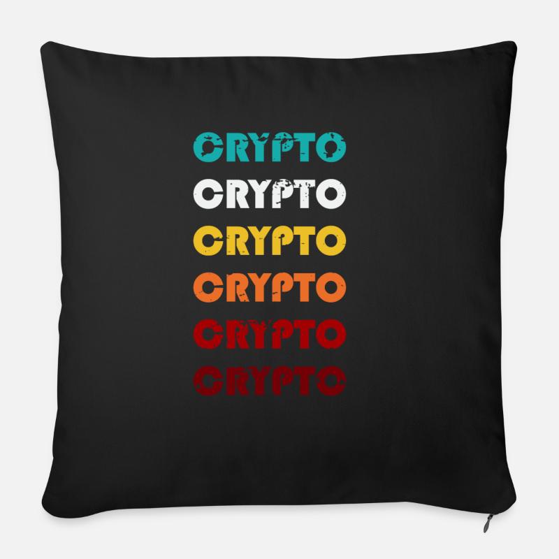 Crypto Monnaie - Housse de coussin décorative 45 x 45 cm - noir