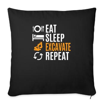 Excavatrice conduisant un cadeau de travailleur de la construction - Housse de coussin décorative 45 x 45 cm - noir - Devant