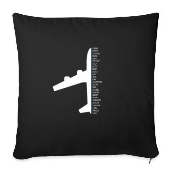 Contrôleur de la circulation aérienne pilote alphabet phonétique - Housse de coussin décorative 45 x 45 cm - noir - Devant
