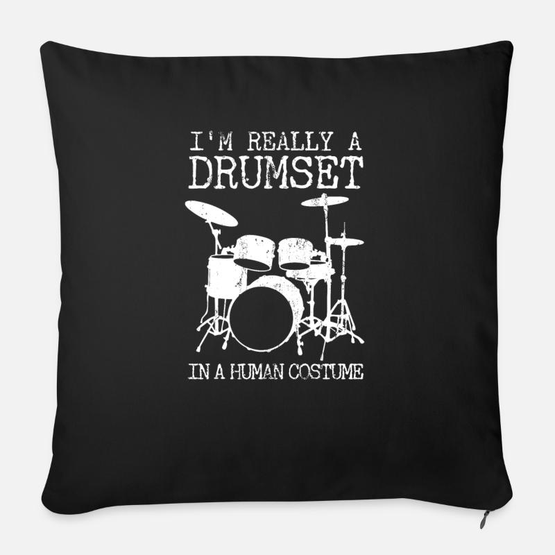 Schlagzeug Schlagzeuger Drummer Geschenk - Sofakissenbezug 45 x 45 cm - Schwarz